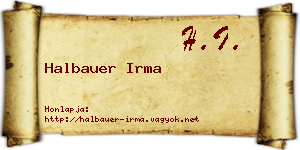 Halbauer Irma névjegykártya